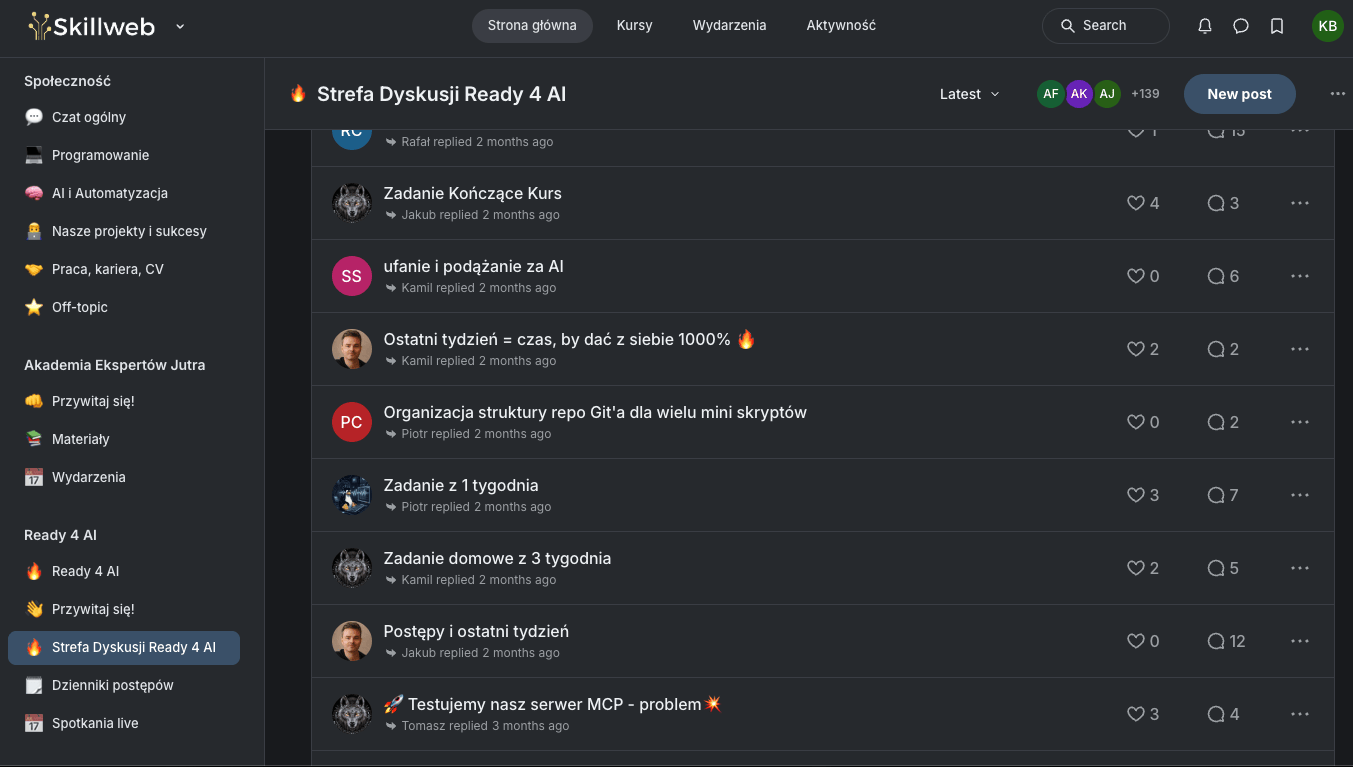 Społeczność Ready 4 AI na platformie Skillweb