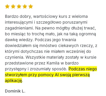 Opinia uczestnika programu Ready 4 AI 7